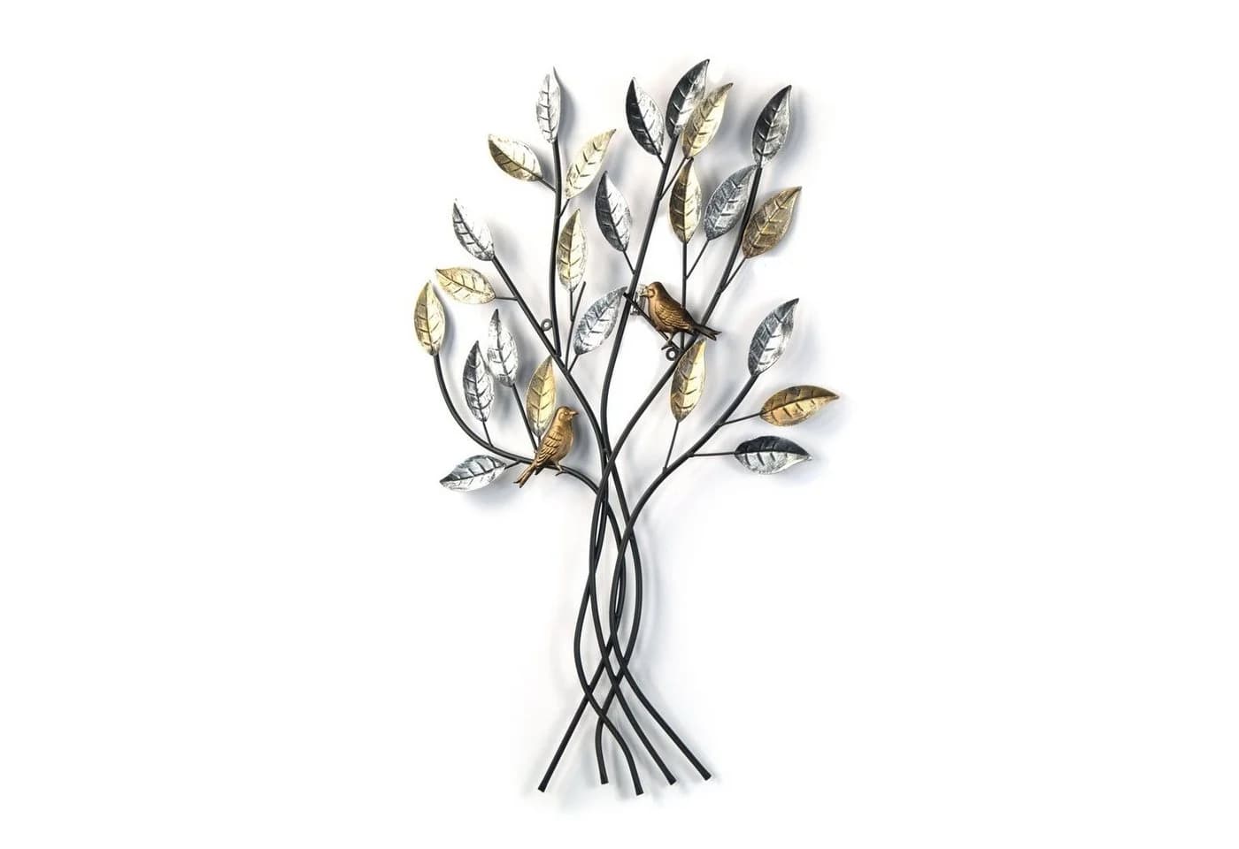 DESIGN DELIGHTS Wanddeko Baum mit Vögeln Metall Schwarz Gold Silber - Bild 2
