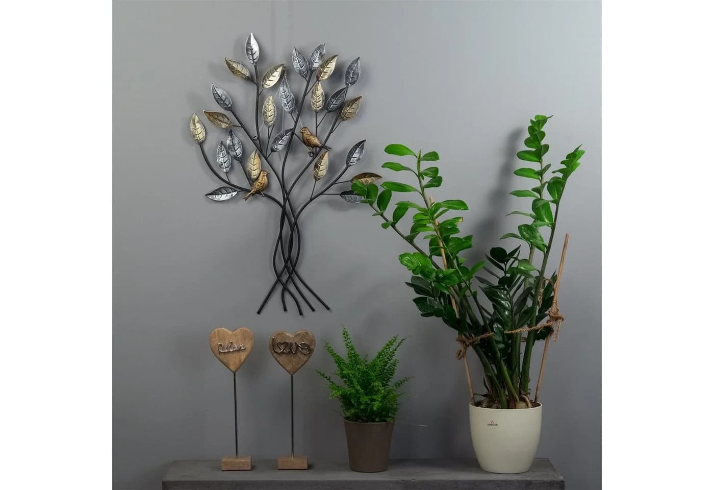 DESIGN DELIGHTS Wanddeko Baum mit Vögeln Metall Schwarz Gold Silber - Bild 3