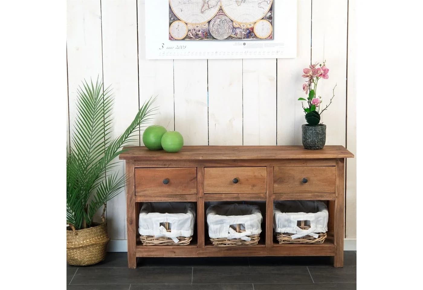 DESIGN DELIGHTS Kommode Rattan Massivholz Sideboard - Bild 3