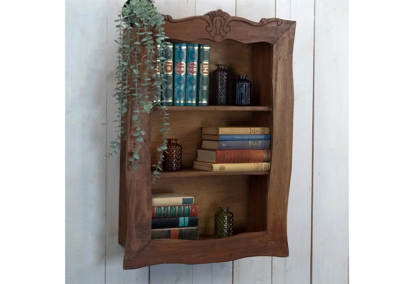 DESIGN DELIGHTS Wandregal CLEA 80 cm Massivholz Schnitzereien - Bild 3