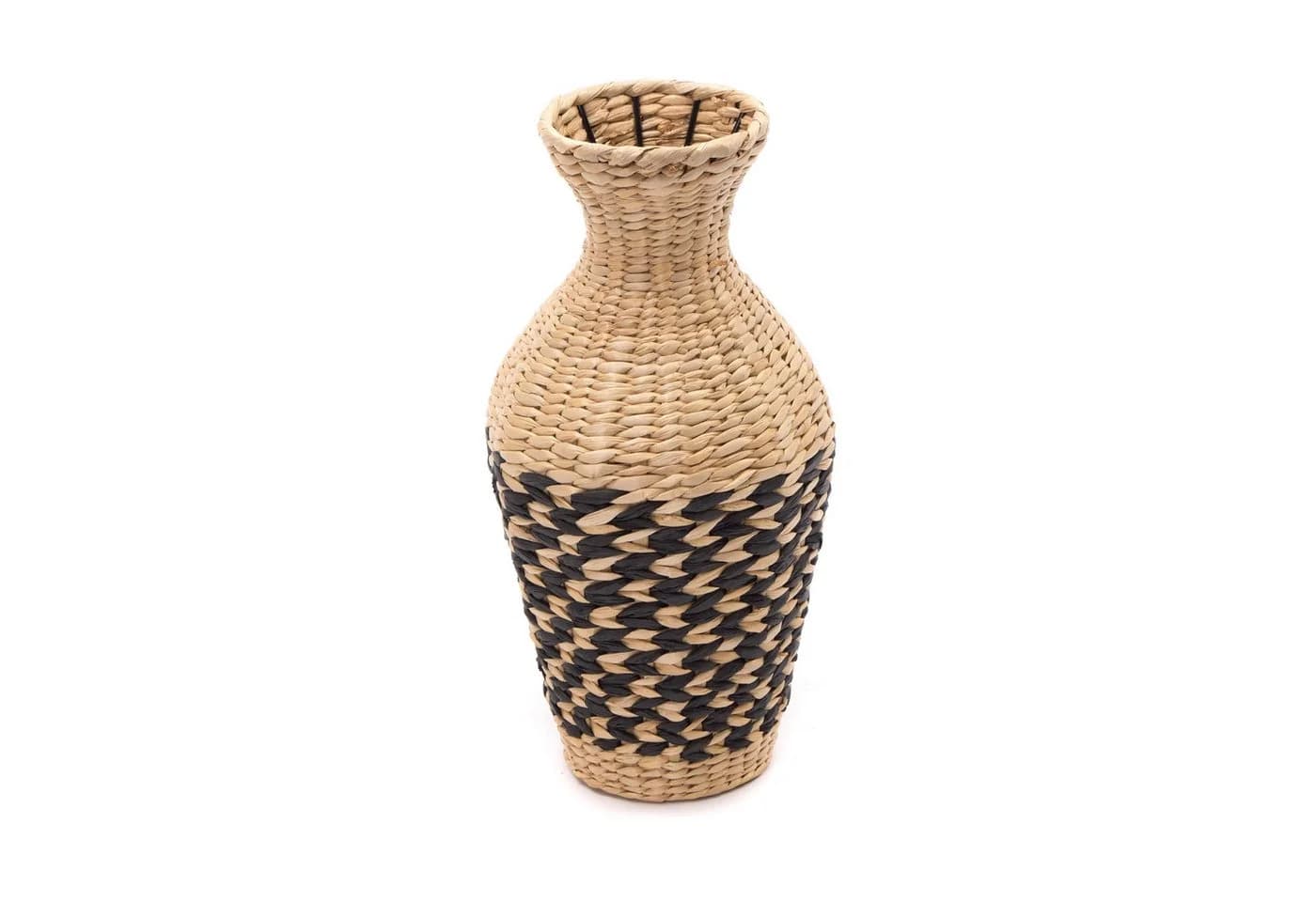 CREEDWOOD Stroh Vase CUADRO Natur Schwarz 42 cm Deko Boden Vase - Bild 2