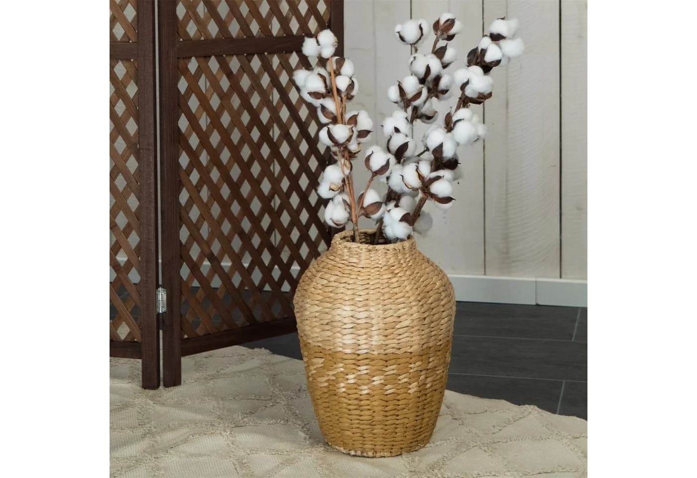 CREEDWOOD Stroh Vase Kairo Natur Gelb Deko Boden Vase - Bild 3