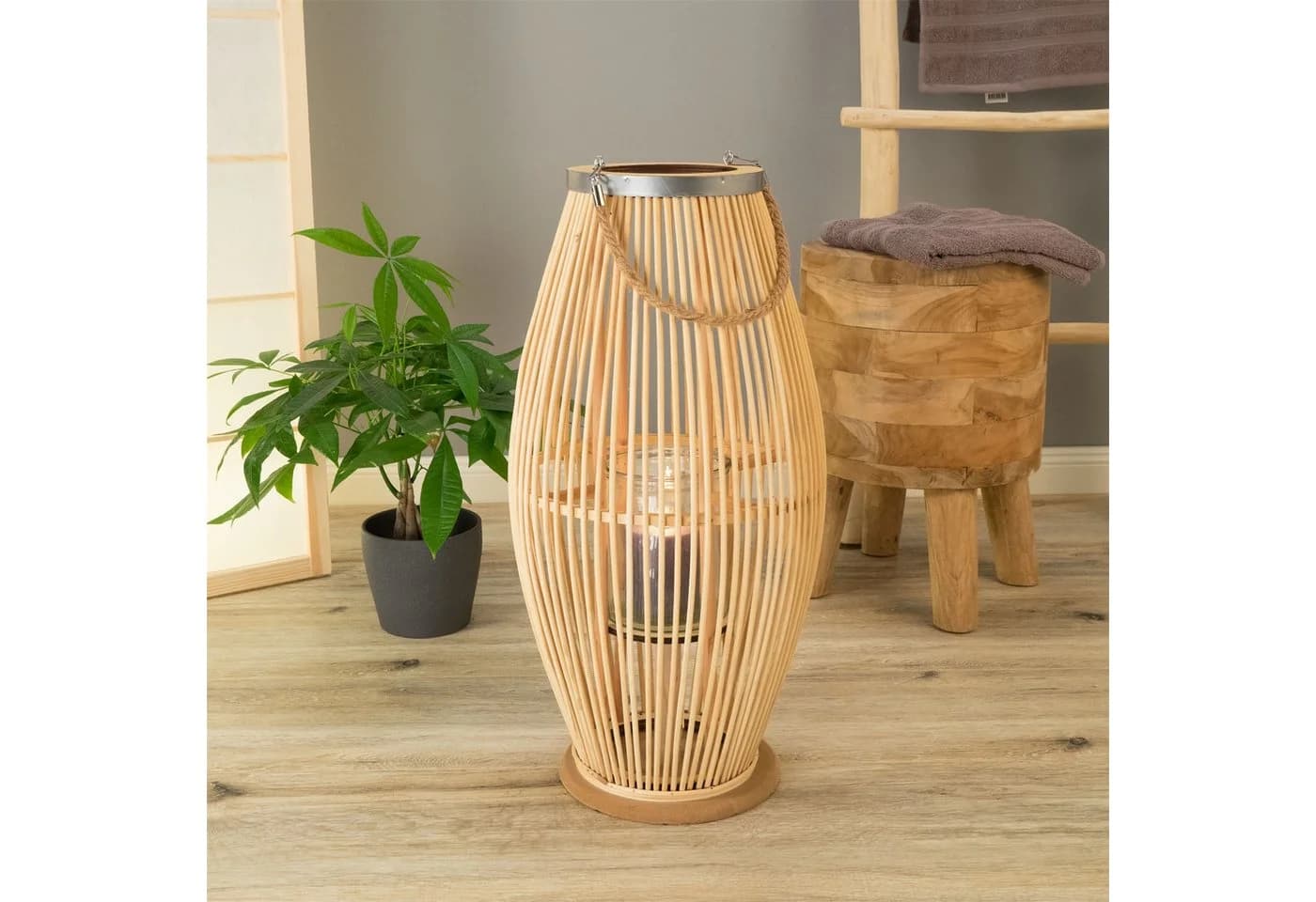 CREEDWOOD Windlicht Laterne ZYA Bambus Natur Deko 50 cm - Bild 3