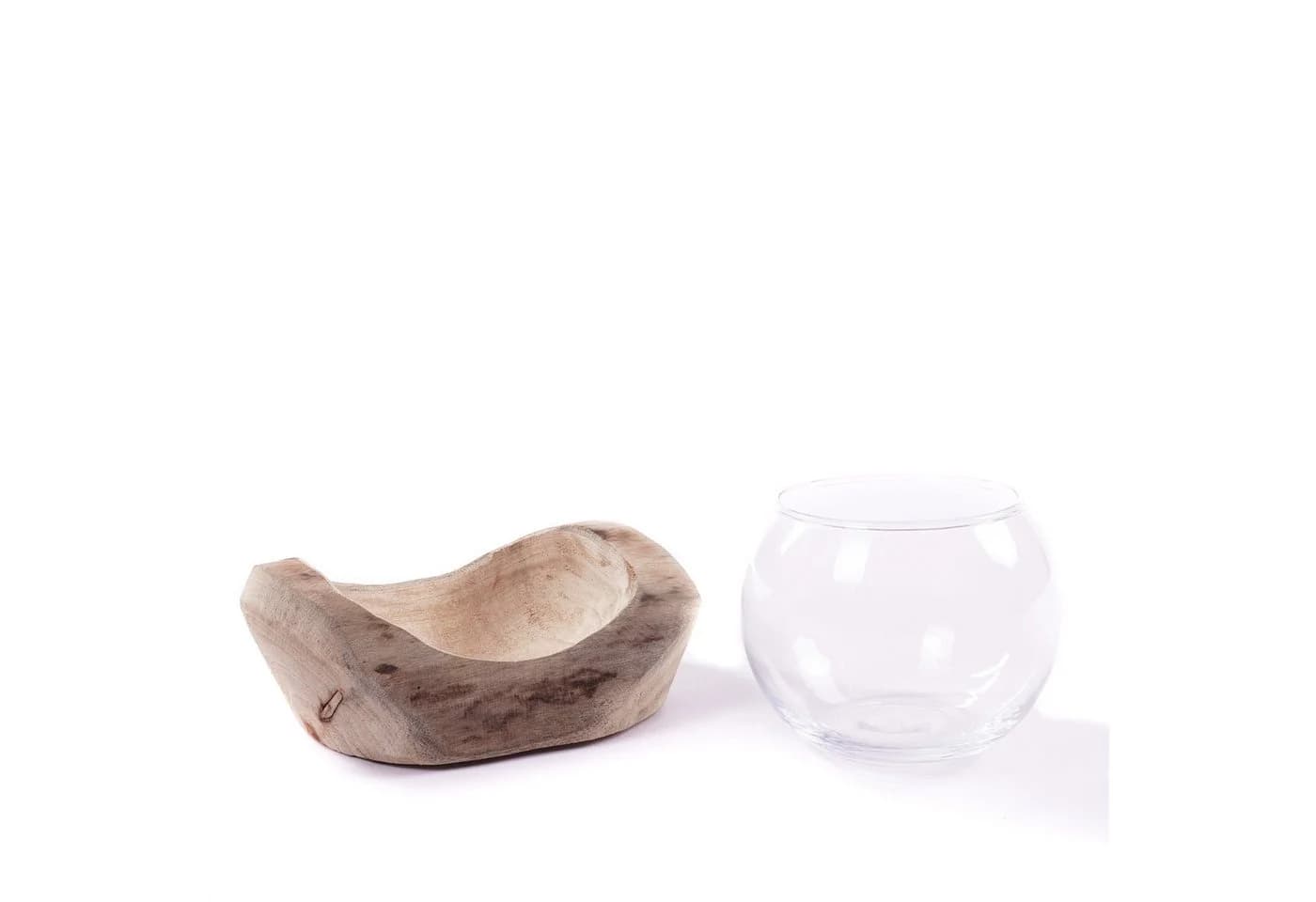 Windlicht, Vase, Kerzenhalter aus Holz und Glas - Bild 4