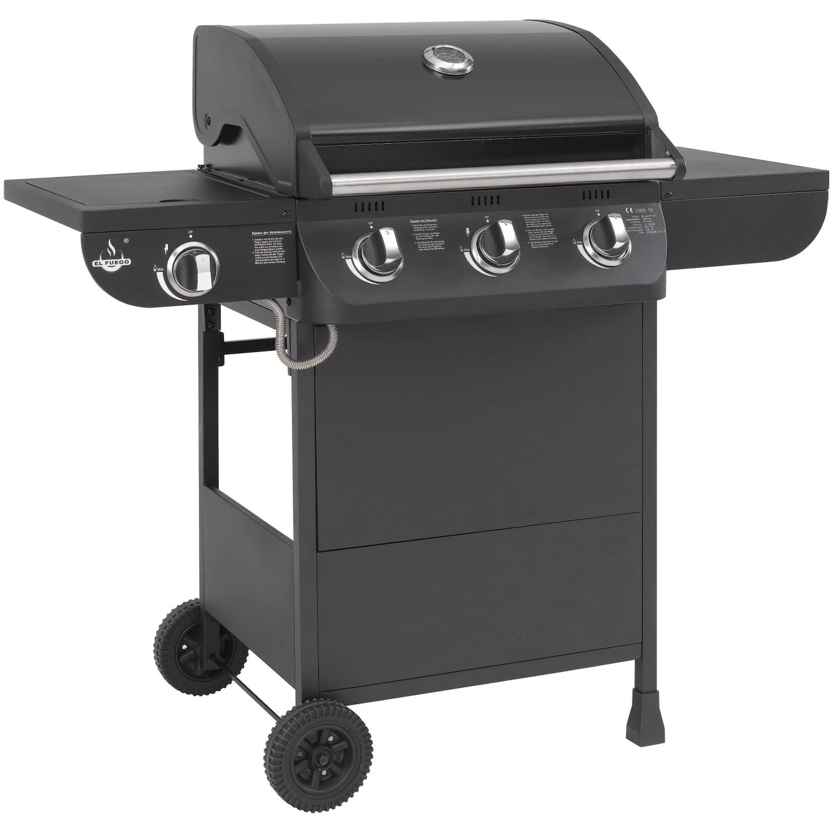 El Fuego Gasgrill Columbus 3+1 mit Seitenbrenner und Warmhalterost