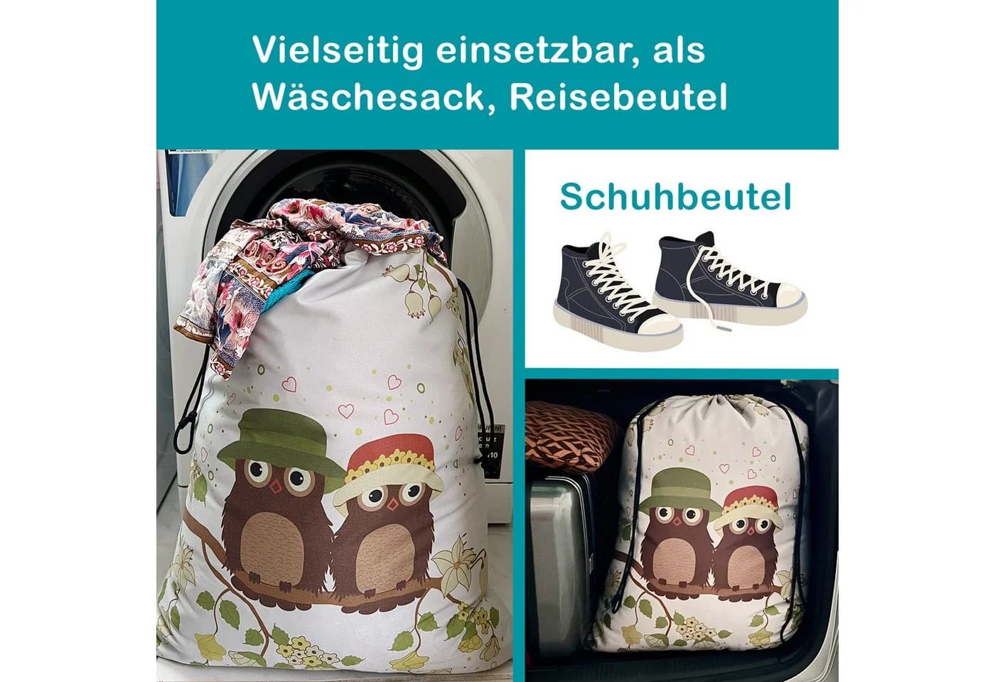 trendfinding Wäschesack Grau Baumwolle mit Küken-Design - Bild 4