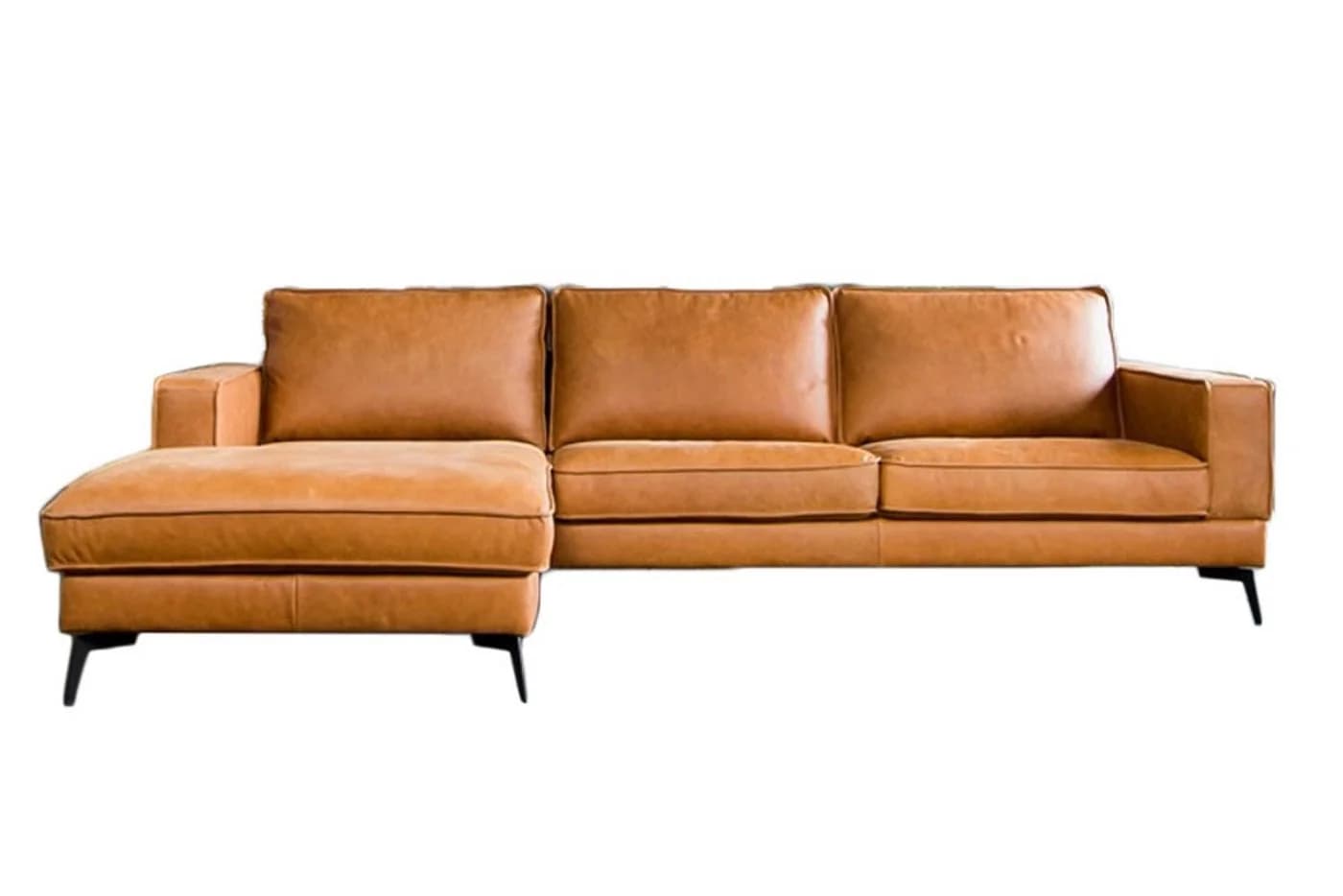 KAWOLA Ecksofa BLOOM L-Form Leder Braun
