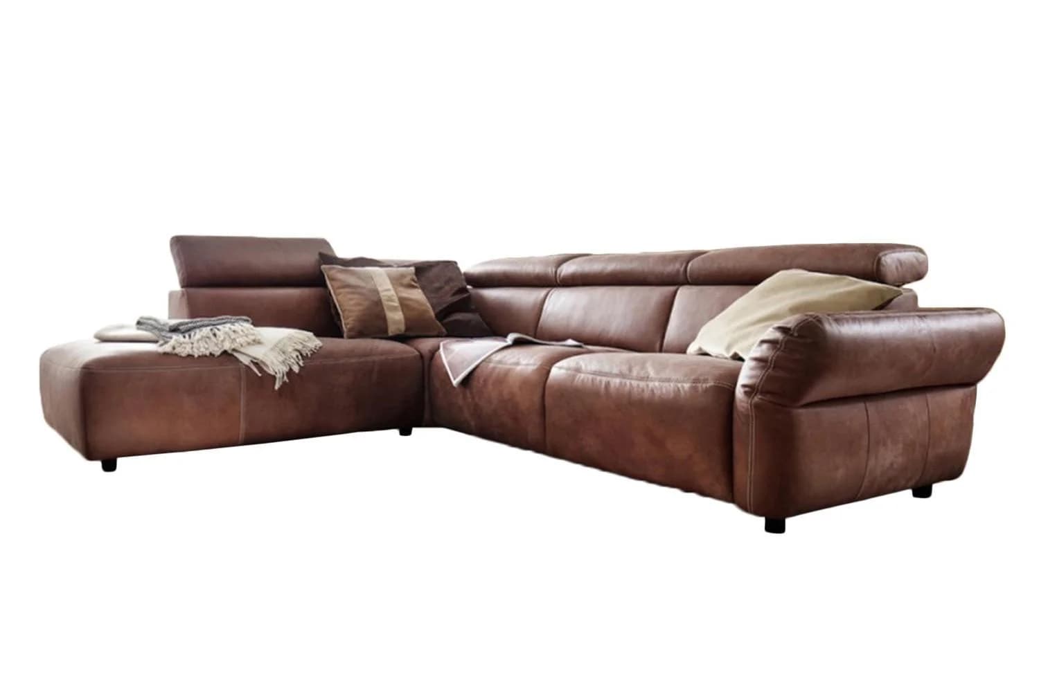 KAWOLA Ecksofa RISO L-Form Leder Braun