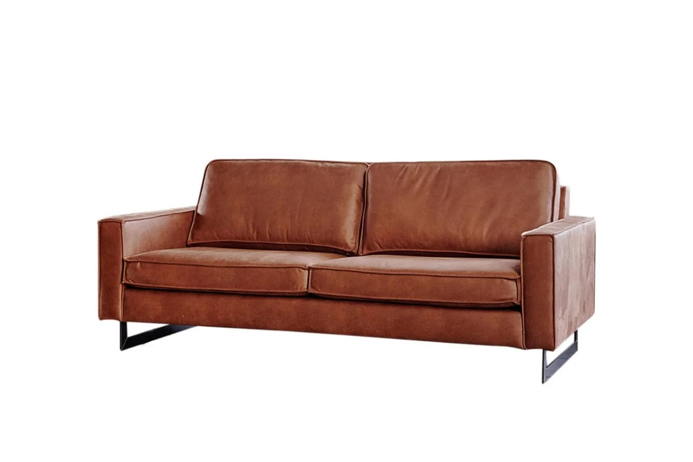 KAWOLA Sofa VILNIUS 2-3-Sitzer Lederfaserstoff Braun