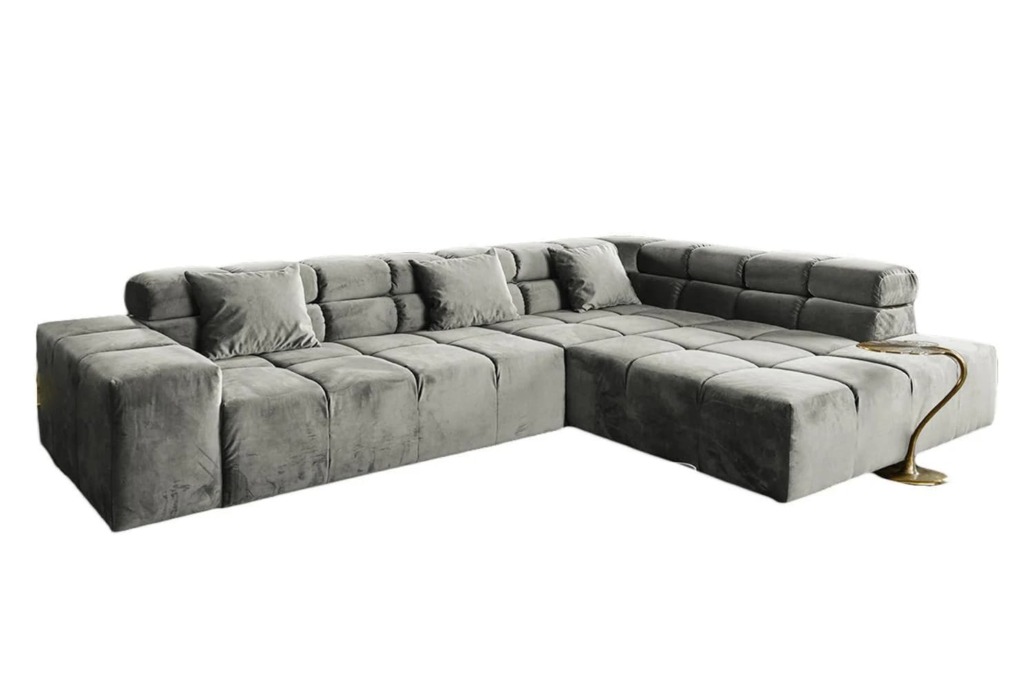 KAWOLA ECKSOFA NEVADA Silber Velvet Hellgrau