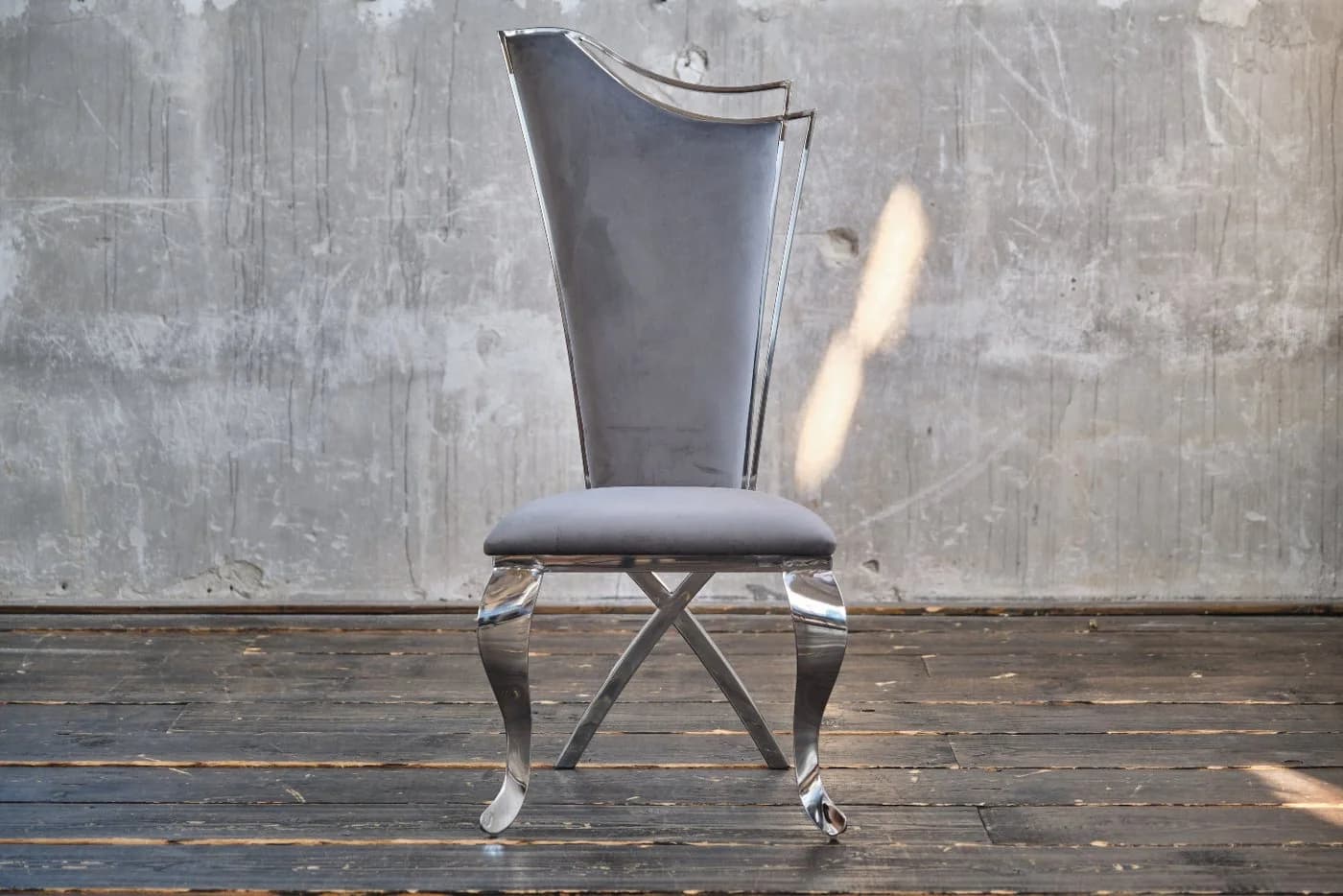 KAWOLA Esszimmerstuhl AMALIA Barock Velvet Grau