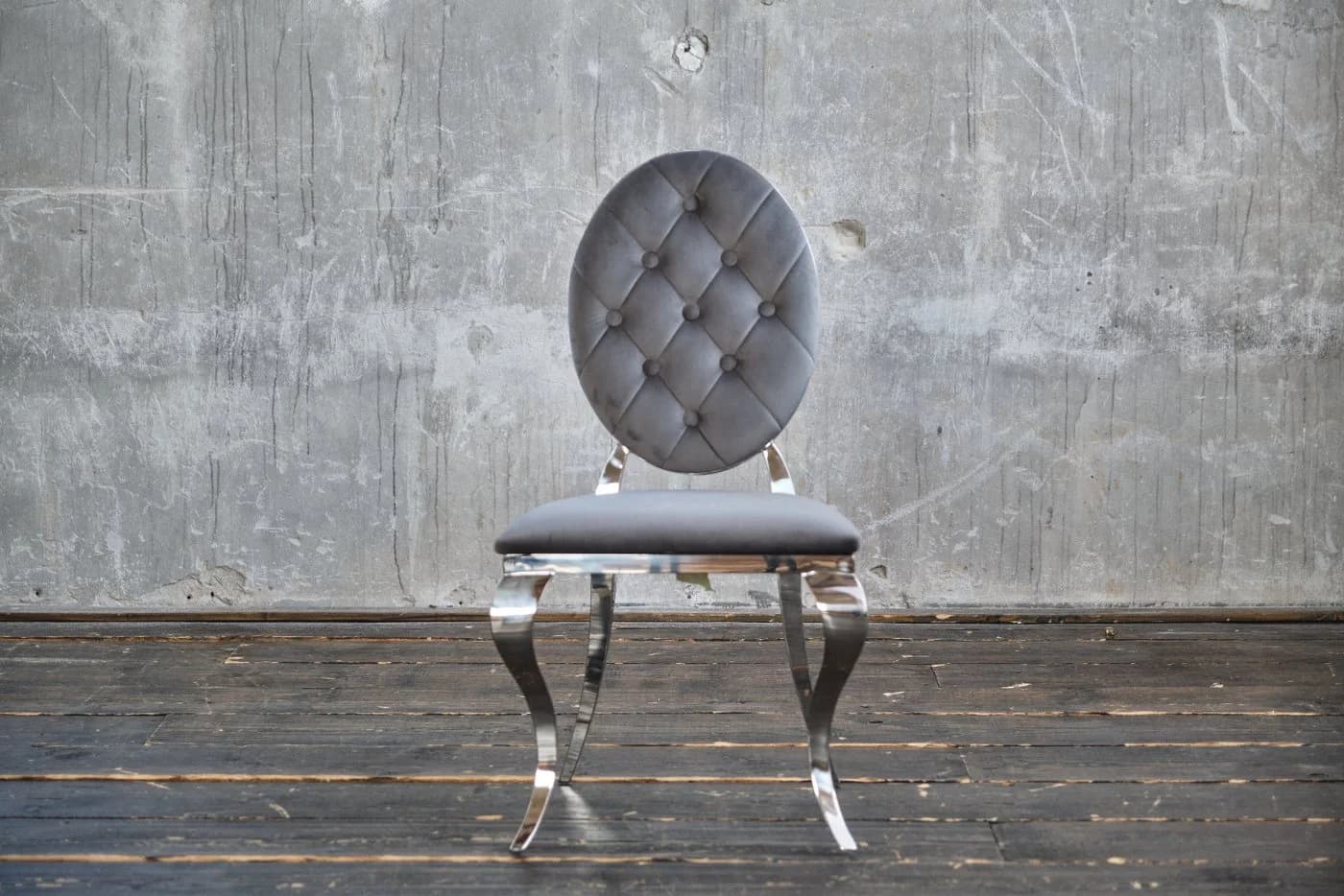 KAWOLA Esszimmerstuhl LINDA Barock Velvet Grau