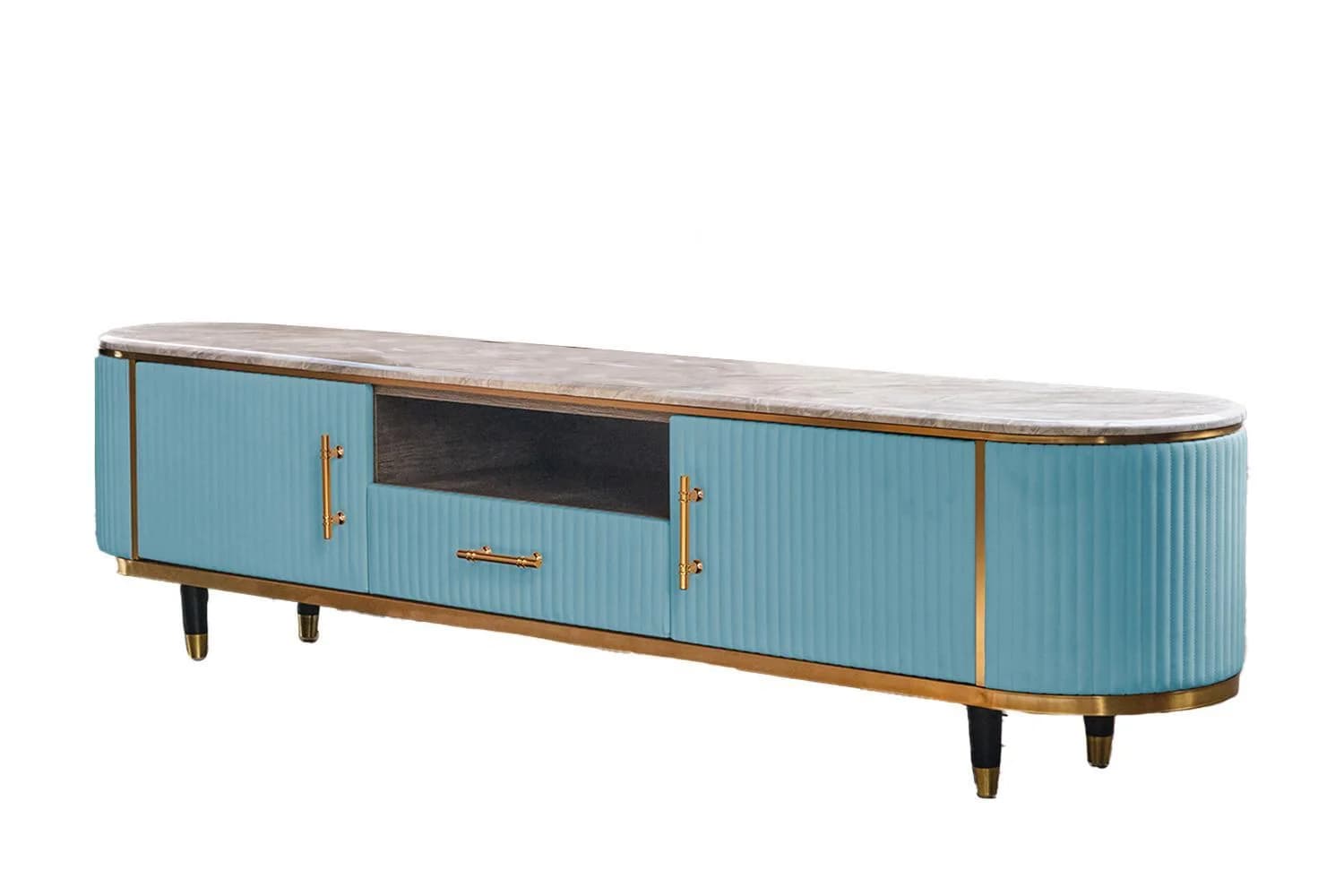 KAWOLA LOWBOARD MARIA Hellblau Marmor Kunstleder