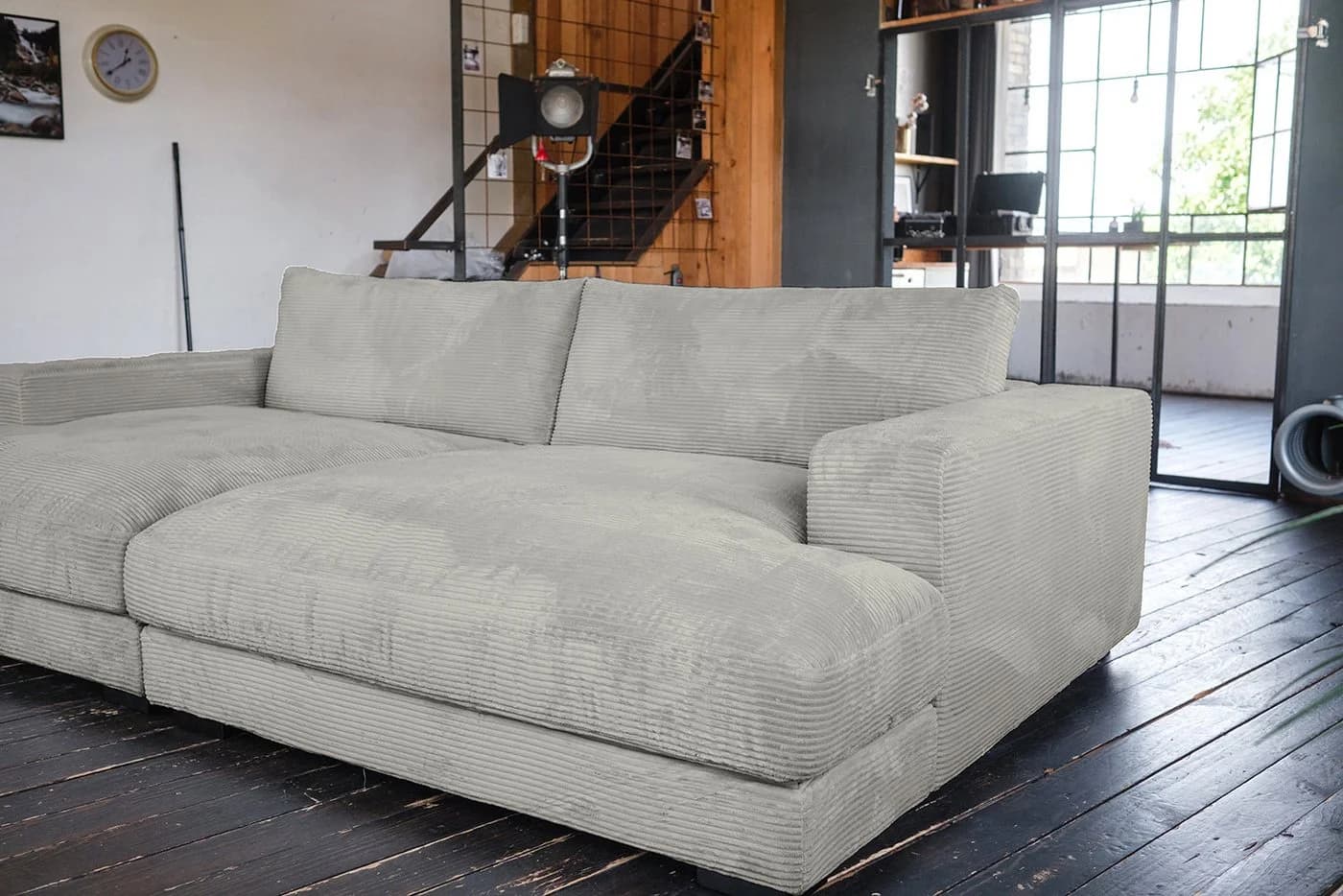 KAWOLA Big-Sofa MADELINE Cordsofa Grau Modernes Design - Bild 5