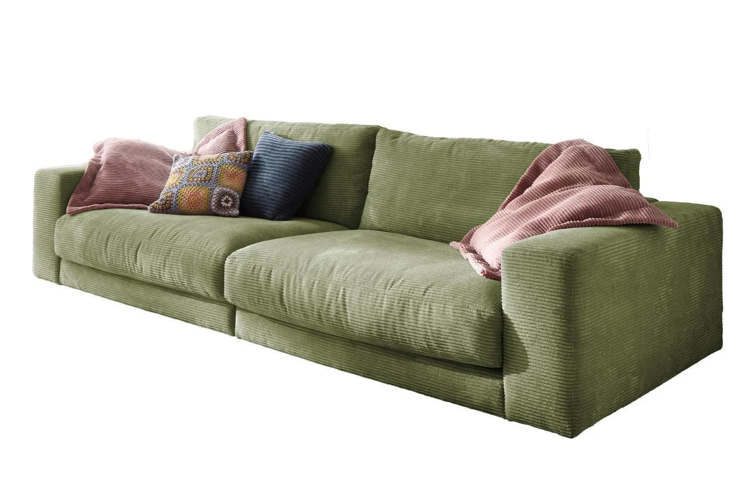 KAWOLA Sofa 3-Sitzer MADELINE Grün Cord