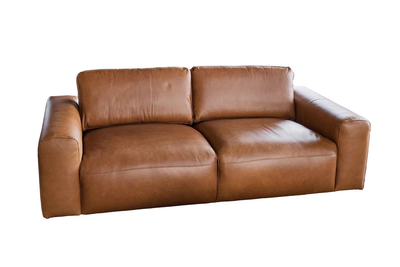 KAWOLA Sofa BODHI Leder Couch Modernes Sofa für Drei Braun