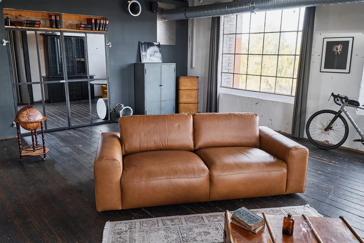 KAWOLA Sofa BODHI Leder Couch Modernes Sofa für Drei Braun - Bild 2