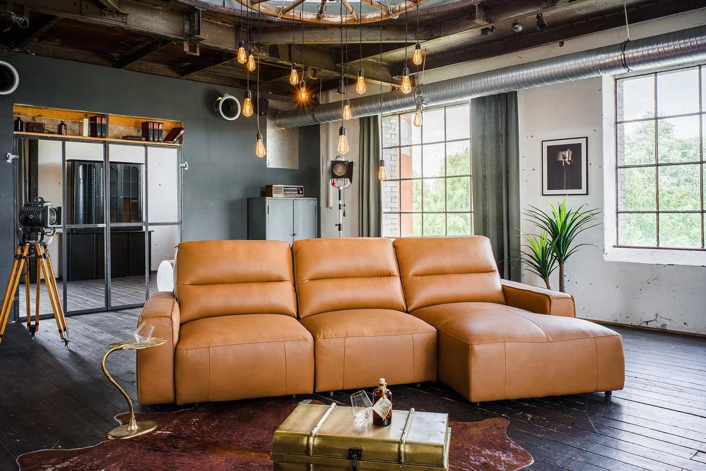 KAWOLA Big-Sofa DORI Eckcouch mit Longchair Leder Cognac - Bild 3