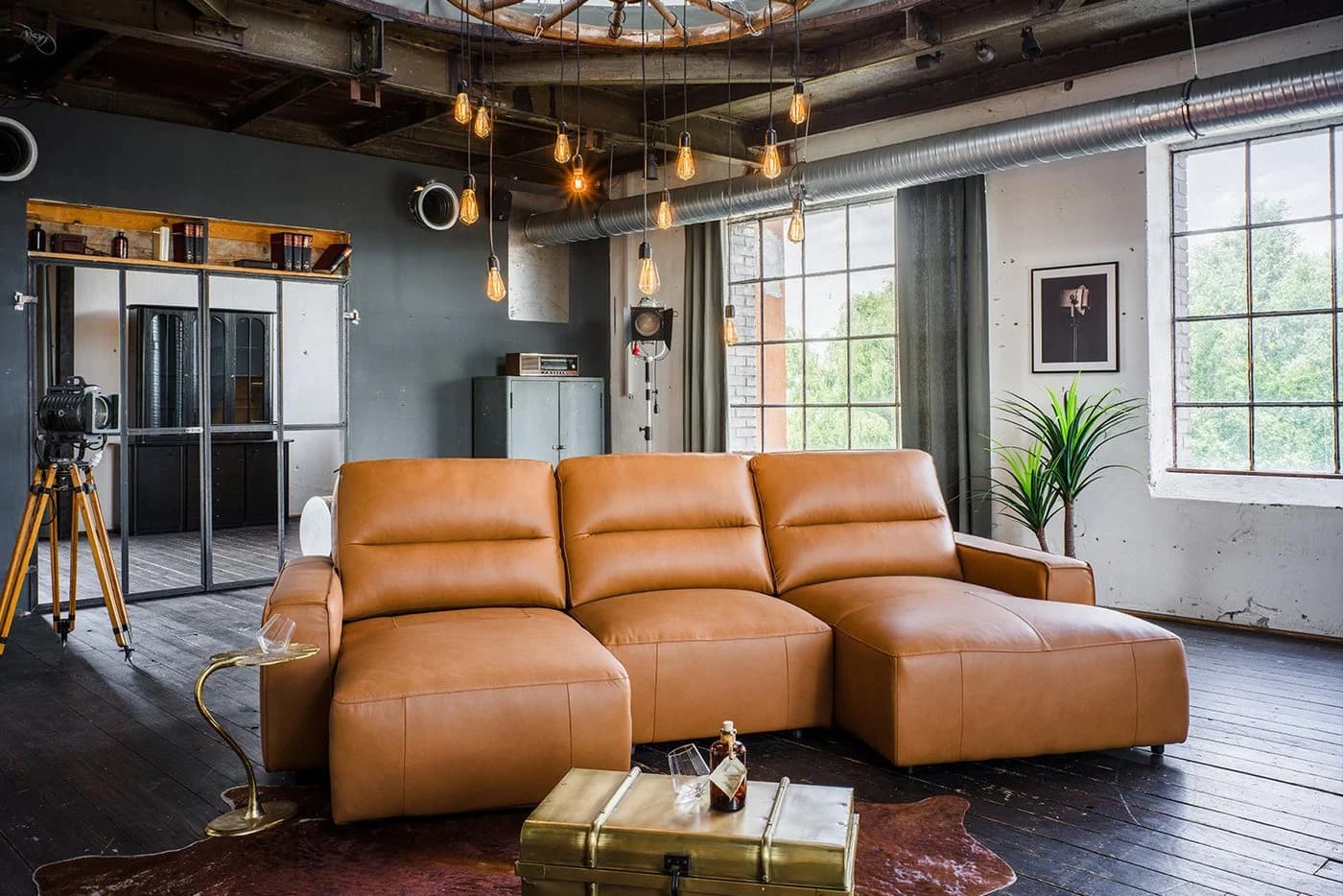 KAWOLA Big-Sofa DORI Eckcouch mit Longchair Leder Cognac - Bild 4