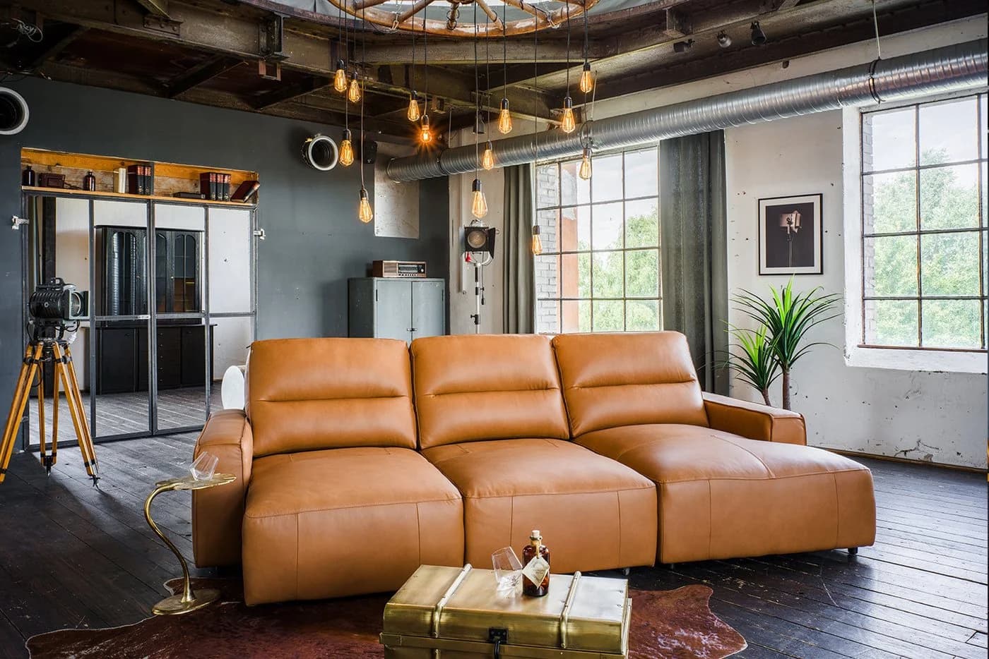 KAWOLA Big-Sofa DORI Eckcouch mit Longchair Leder Cognac - Bild 5