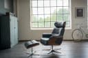 KAWOLA Relaxsessel TOSAR Leder Schwarz mit Hocker und Drehfunktion Bild 1