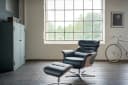 KAWOLA Relaxsessel TOSAR Leder Schwarz mit Hocker und Drehfunktion Bild 4