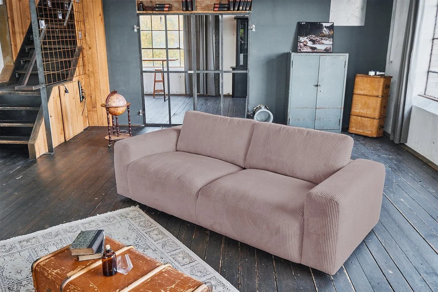 KAWOLA Sofa BODHI Cord 3-Sitzer Rosa Modern - Bild 5