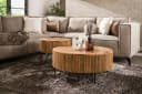 KAWOLA Couchtisch-Set LORENA Mangoholz Braun Wellenform-Design Bild 1