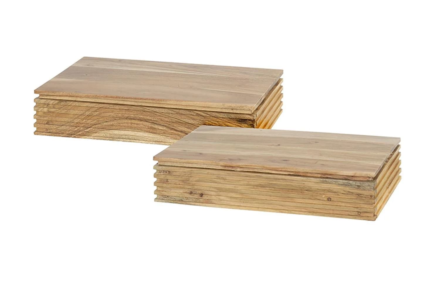 KAWOLA Nachttisch Set FIRU XL Massivholz Akazie Natur Wandmontage