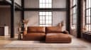 KAWOLA Ecksofa MARLIN Lederfaserstoff Cognac Longchair rechts Bild 1