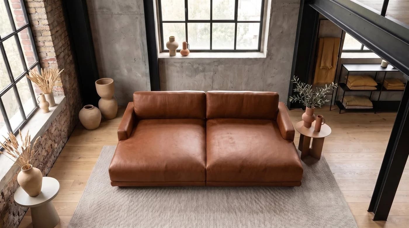 KAWOLA Big-Sofa MARLIN Lederfaserstoff Cognac - Bild 3