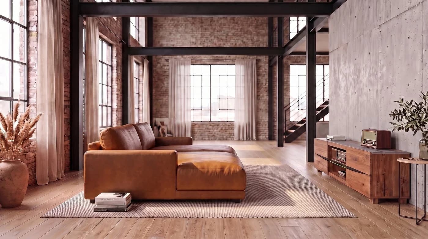 KAWOLA Big-Sofa MARLIN Lederfaserstoff Cognac - Bild 4