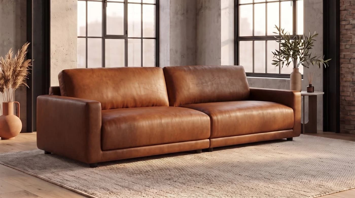 KAWOLA 3-Sitzer Sofa MARLIN Lederfaserstoff Cognac - Bild 2