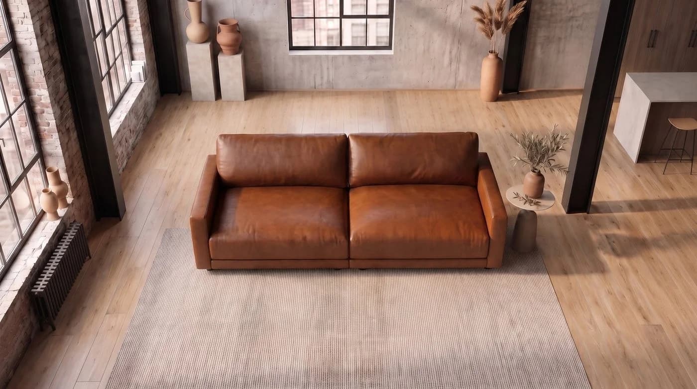 KAWOLA 3-Sitzer Sofa MARLIN Lederfaserstoff Cognac - Bild 3