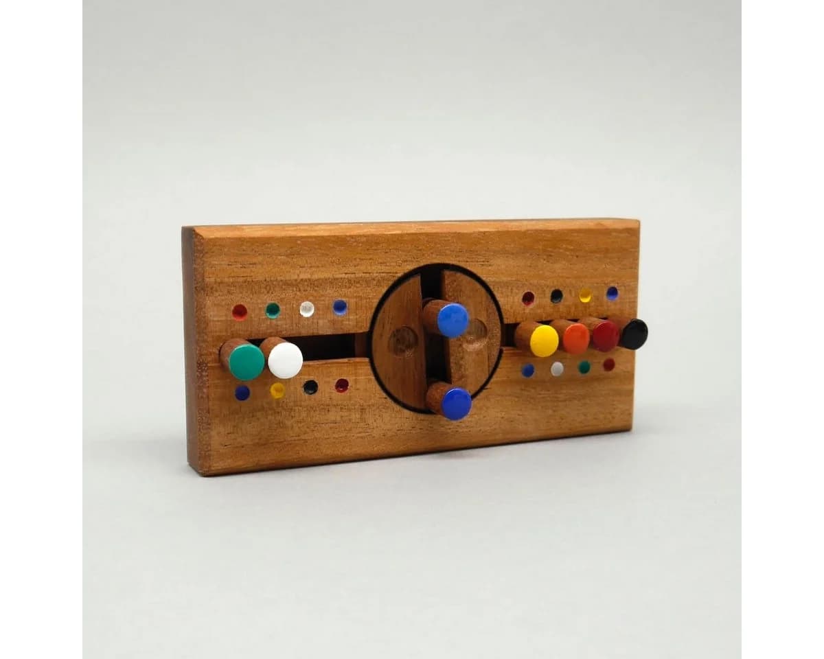 ROMBOL Denkspiele Spiel SICHERHEITSCODE - farbenfrohes Holz-Denkspiel - Bild 4