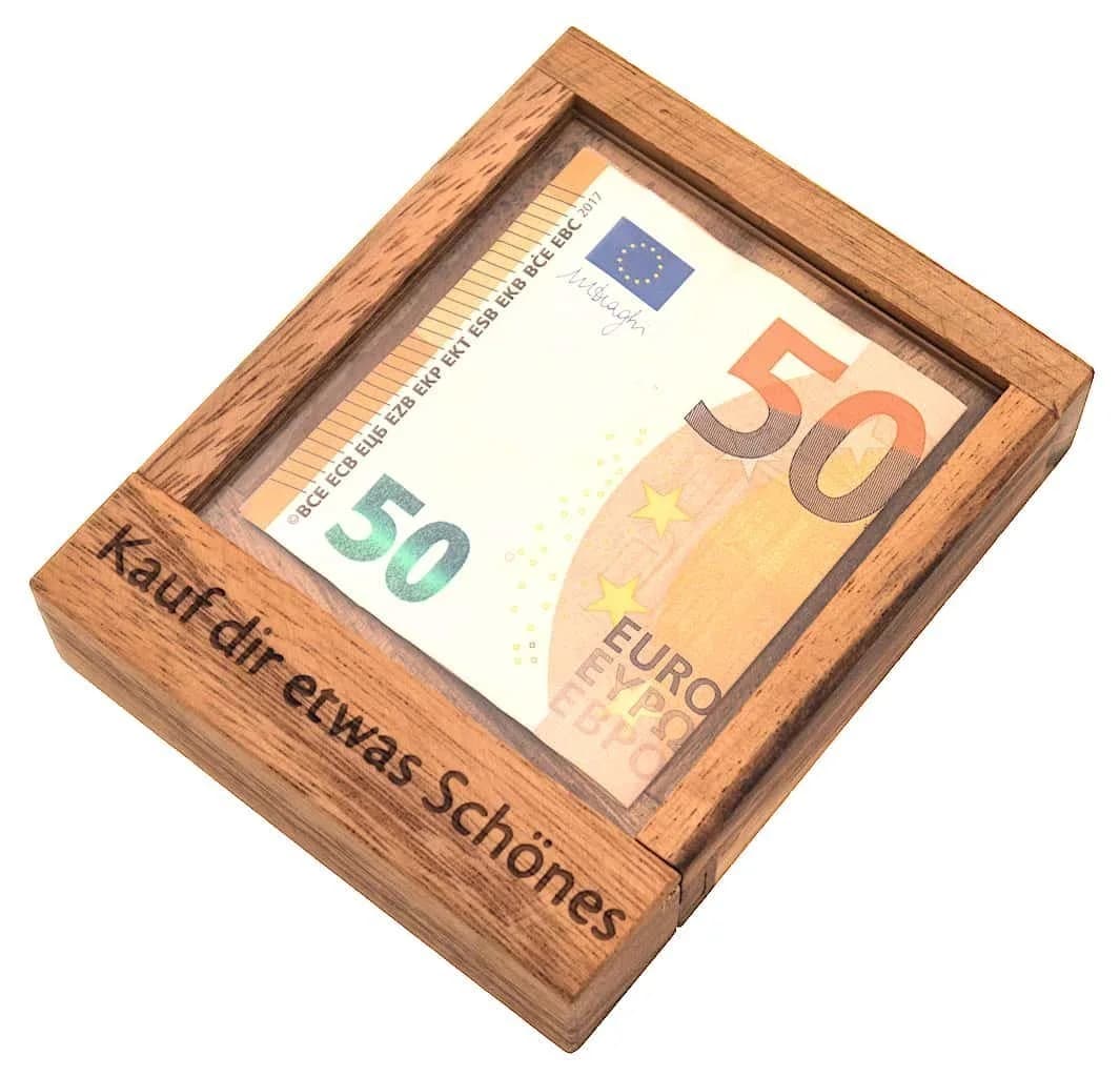 ROMBOL Denkspiel Geldschein-Tresor Holz Acryl - Bild 2