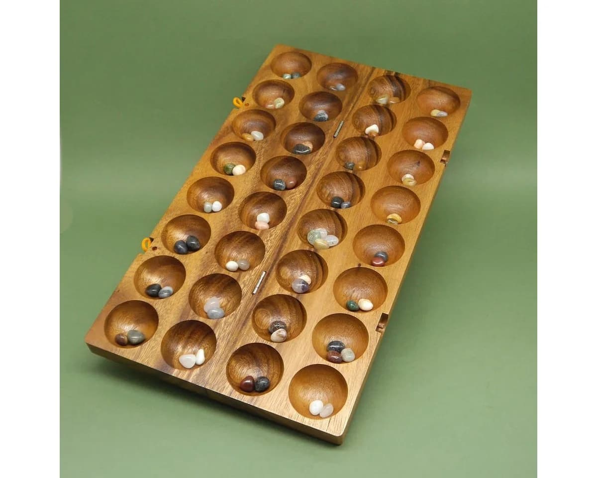 ROMBOL HUS BAO Steinchenspiel Holz mit Halbedelsteinen Strategiespiel - Bild 3
