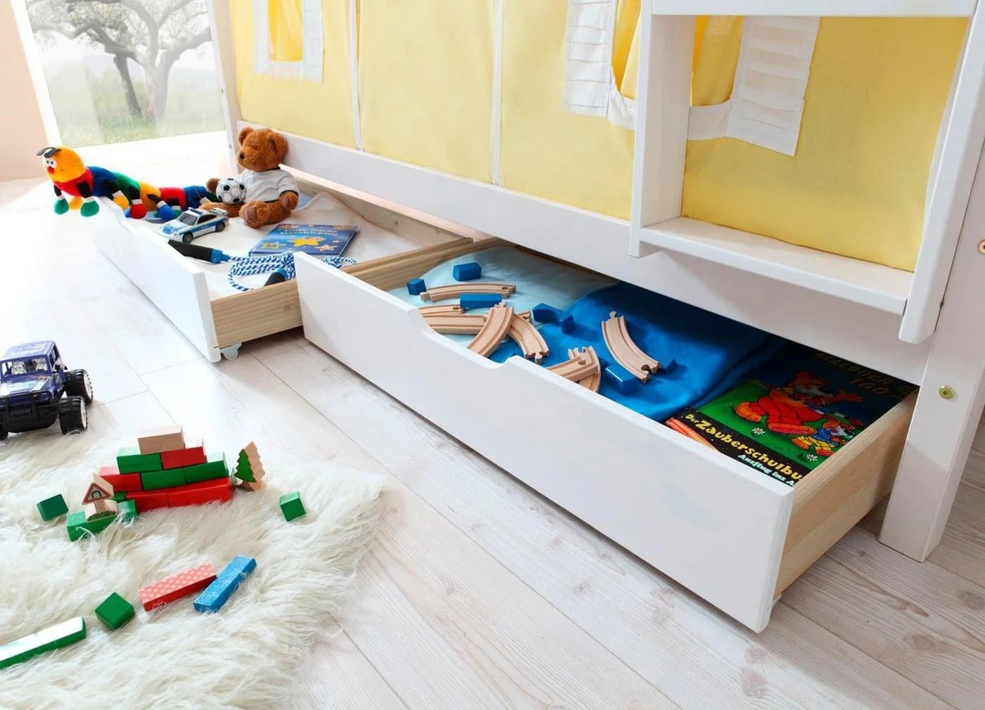 TICAA Schubkasten 2er-Set Weiß Massivholz Kiefer - Bild 2