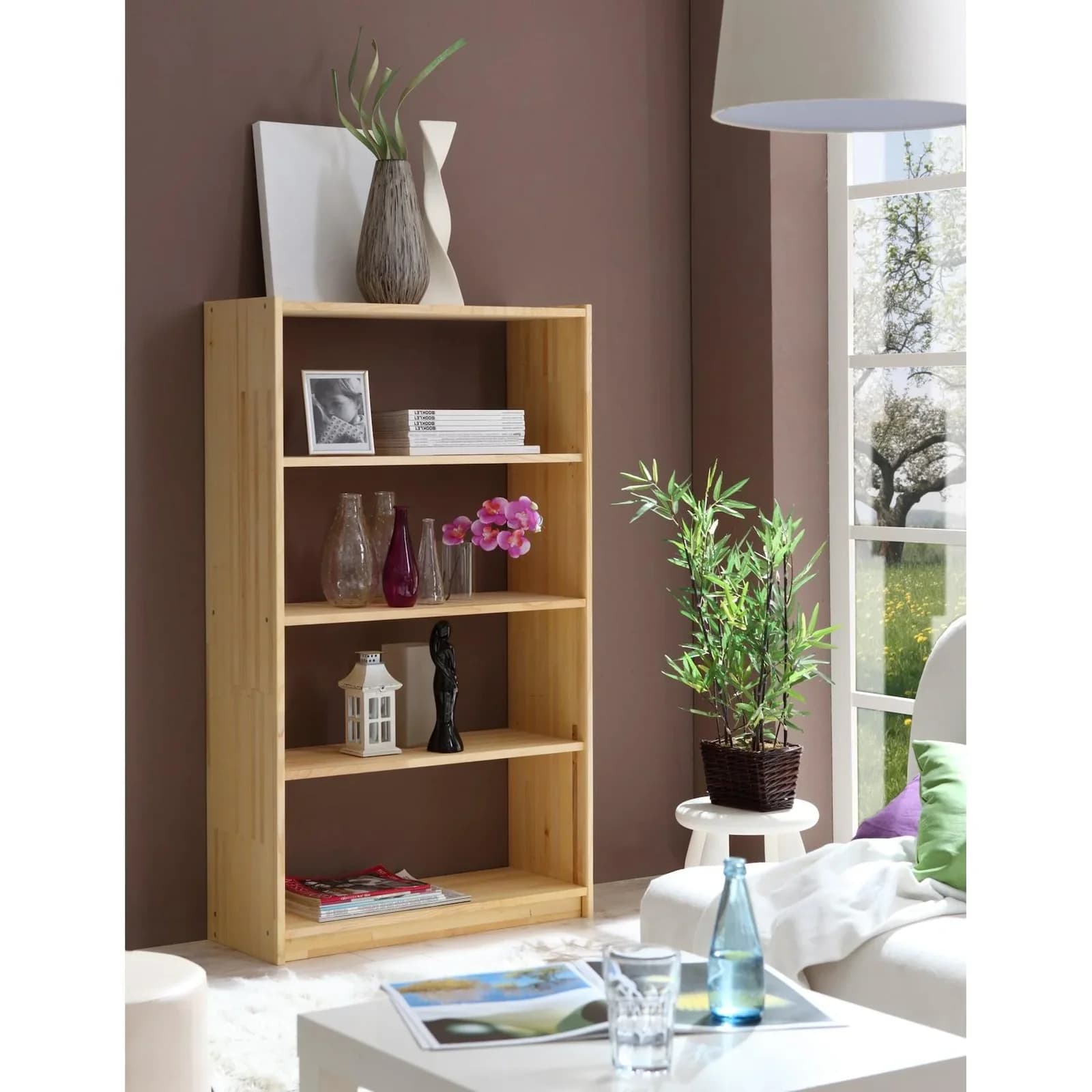 TICAA Kinderregal Kiefer Natur 145cm Höhe Massivholz
