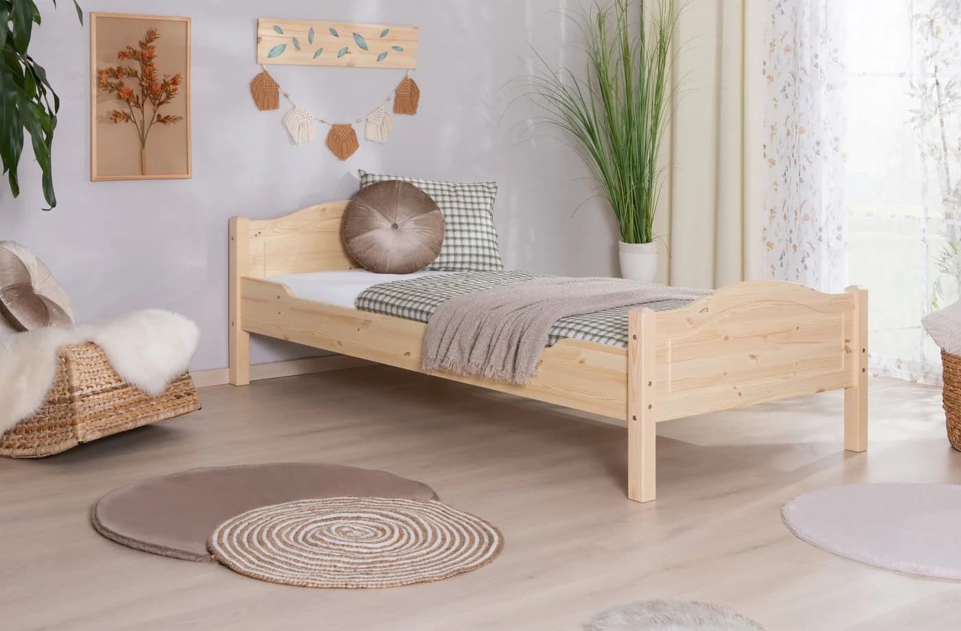 TiCAA Massivholz Doppelbett Rita Kiefer Natur