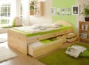 TiCAA Schubkastenbett Erna Kiefer Natur mit Stauraum Bild 1