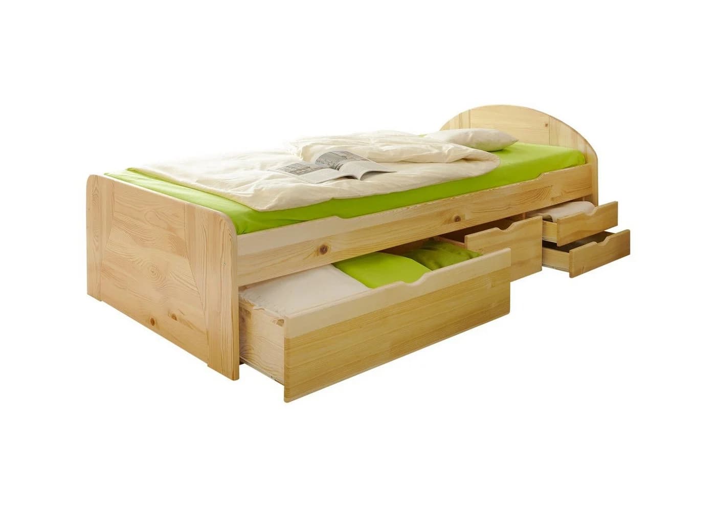 TiCAA Schubkastenbett Erna Kiefer Natur mit Stauraum - Bild 2