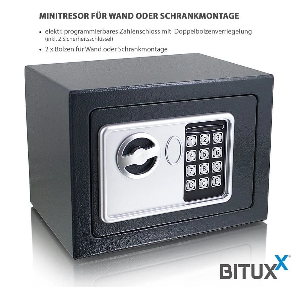 Bituxx Wandtresor Minisafe elektronisch Grau - Bild 3