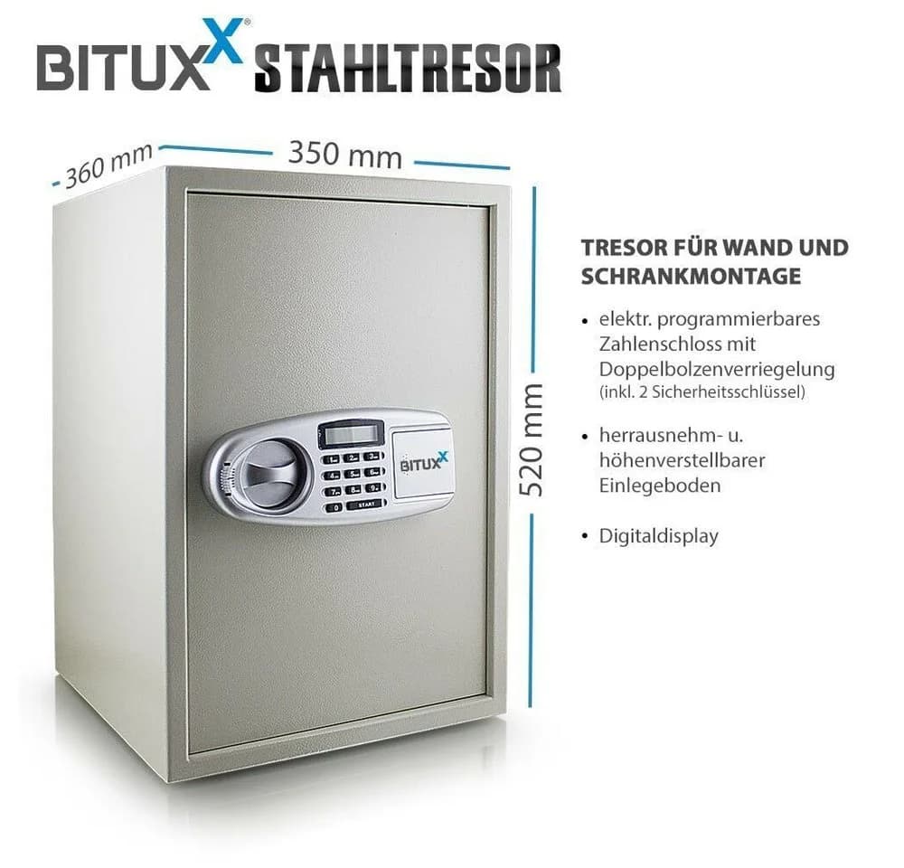Bituxx Tresor elektronisch Lichtgrau MS-11389 - Bild 4