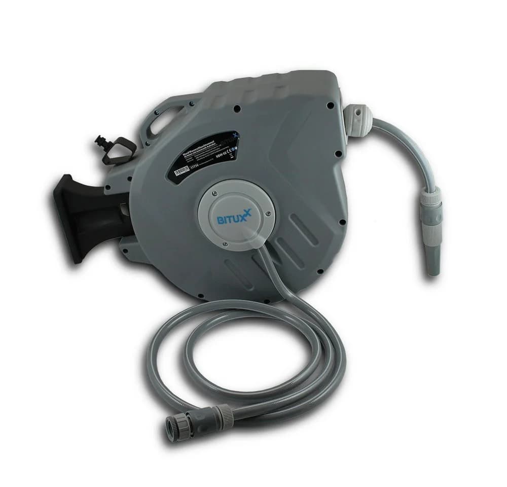 Bituxx Wasserschlauchtrommel 20m Grau Automatik Aufroller - Bild 2