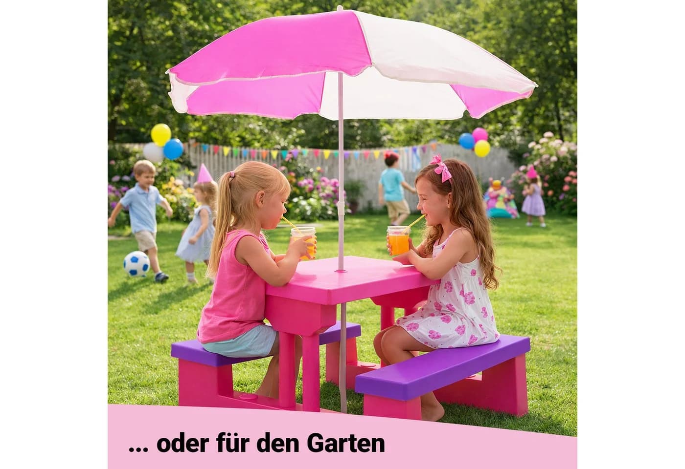 Bituxx Kindersitzgruppe mit Sonnenschirm Pink - Bild 4