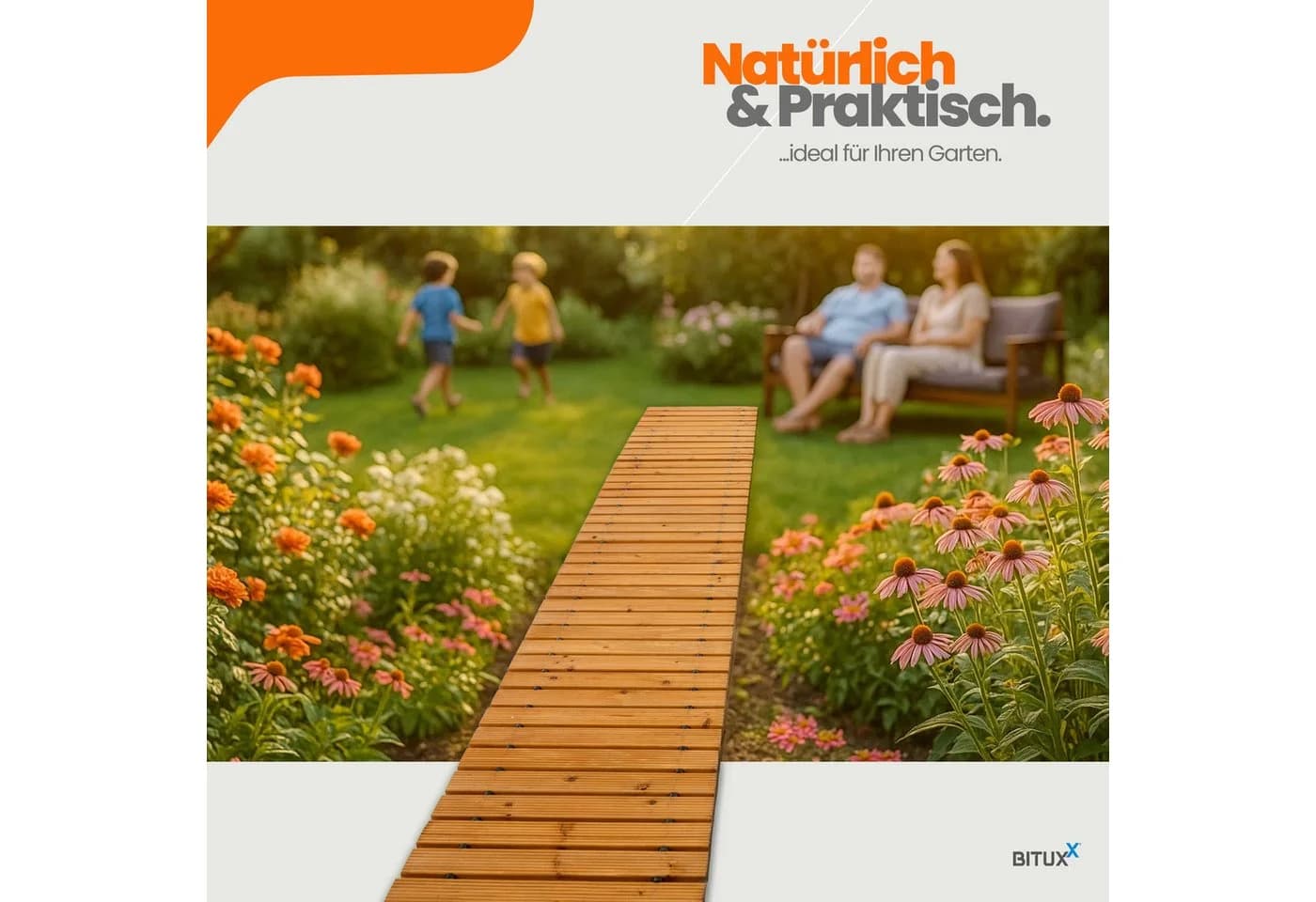 Bituxx Gartensteg ausrollbar Zedernholz geriffelt - Bild 4