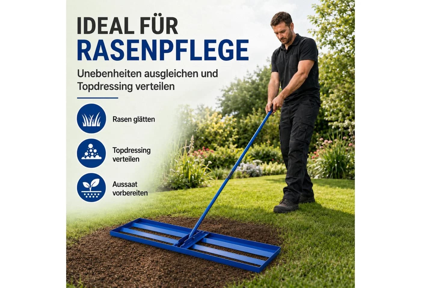 Bituxx Rasenrakel mit 185 cm Stiel - Bild 4