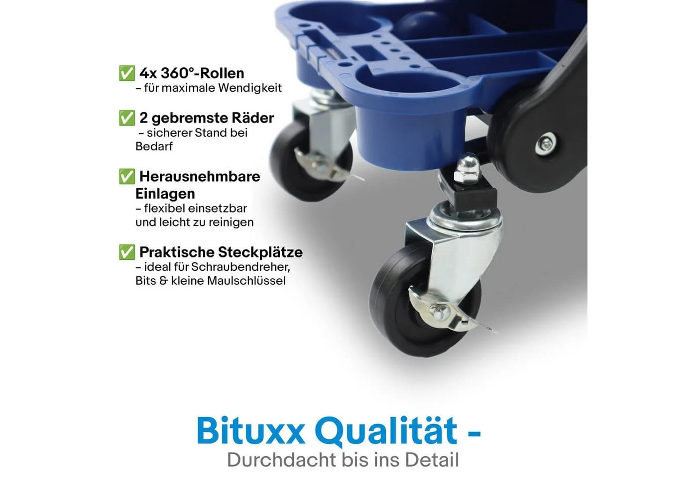 Bituxx Werkstatthocker rollbar mit Stauraum Blau/Schwarz