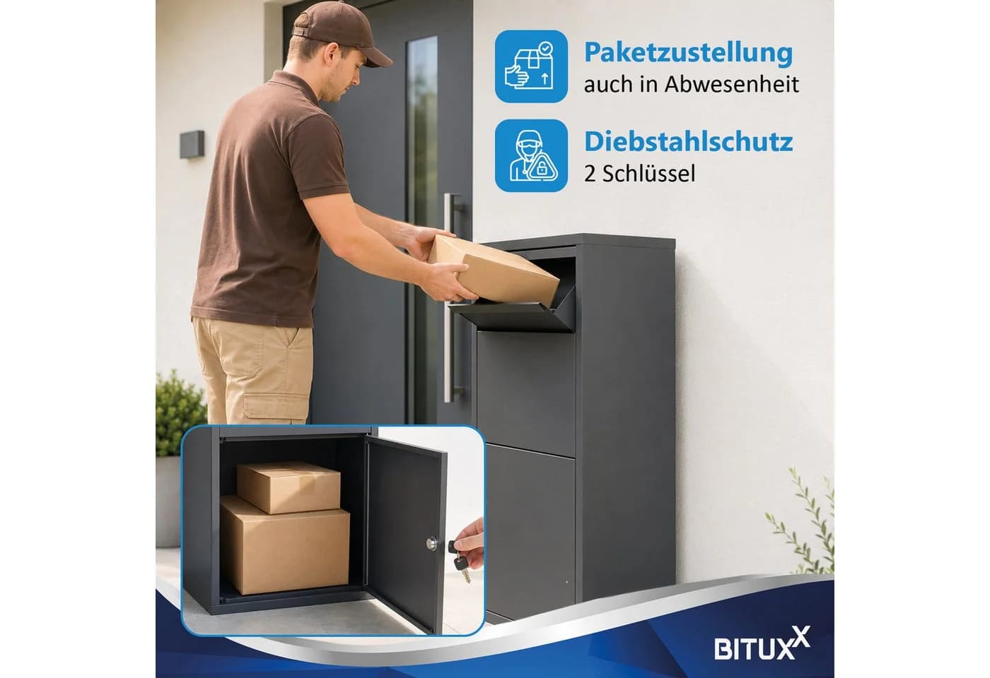 Bituxx Paketbox XL Anthrazit Abschließbar - Bild 3